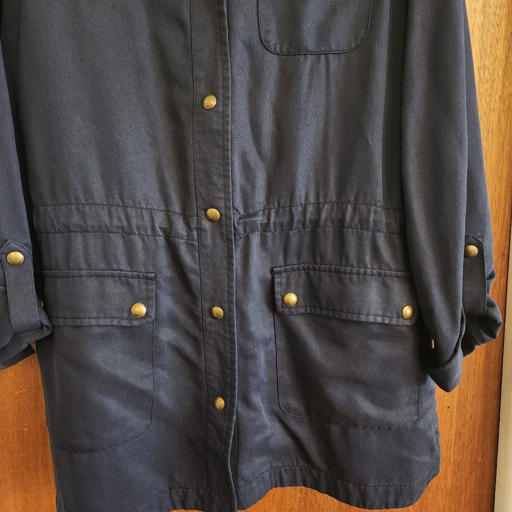 Joules Cassidy Jacket Size 12 Navy Blue Utility Brass Lightweight Shacket - Picture 3 of 16